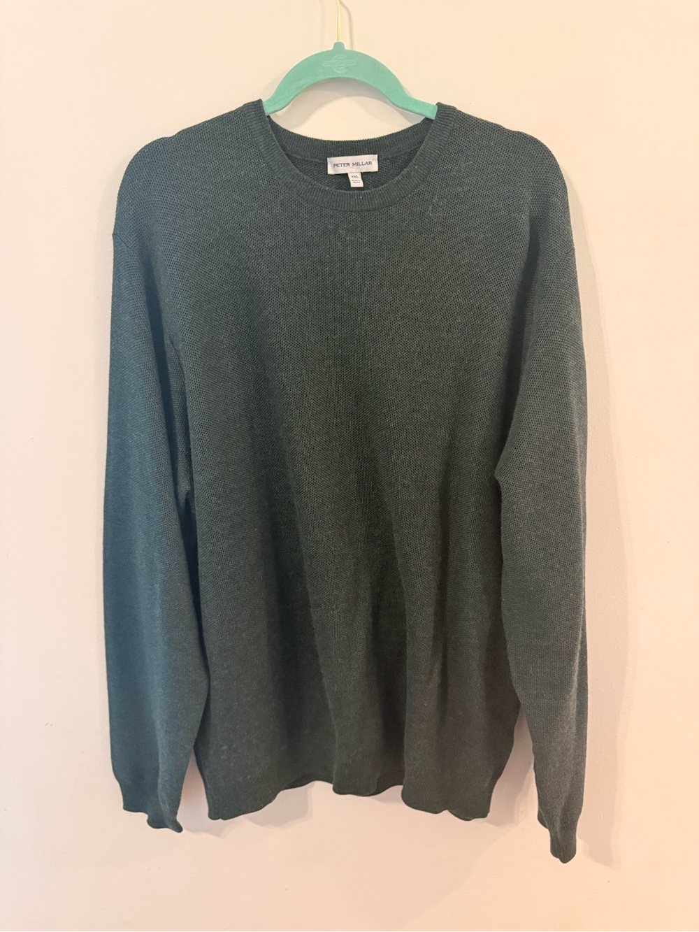 Peter Millar Dark Green Textured Crewneck Sweater